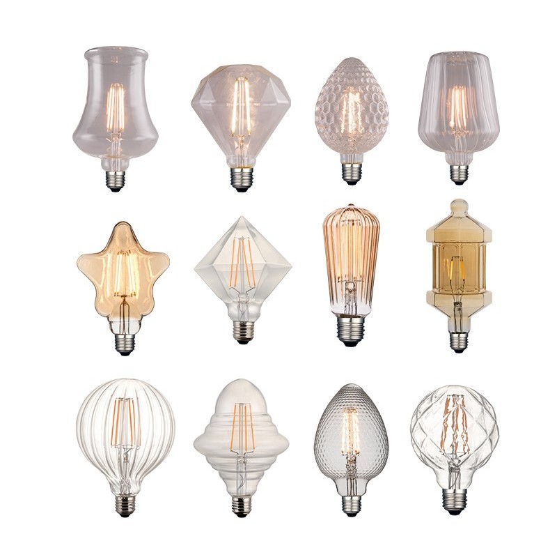 Dimmable Special Shaped  Vintage edison bulbs antique straight led bulbs e27  2200K Clear Glass filament led bulb