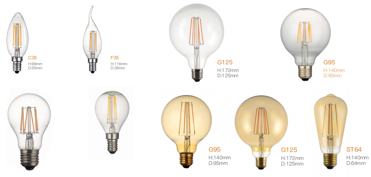 Dimmable Special Shaped  Vintage edison bulbs antique straight led bulbs e27  2200K Clear Glass filament led bulb