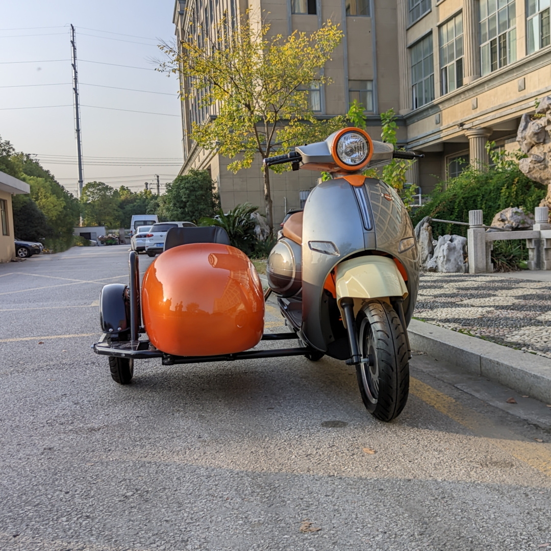 Chinese Manufacturer Cheap 2 Seats 4000W Long Range Electric Scooter Motorcycle with Sidecar for Sale