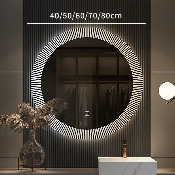 Hot Sell Round Shape Villa Hotel Projext Luxury Washroom Bathroom LED Mirror Hotel Bath Smart Mirror