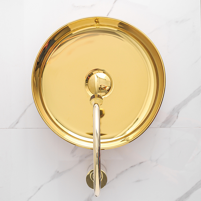 bathroom round circular luxury gold color wash basin