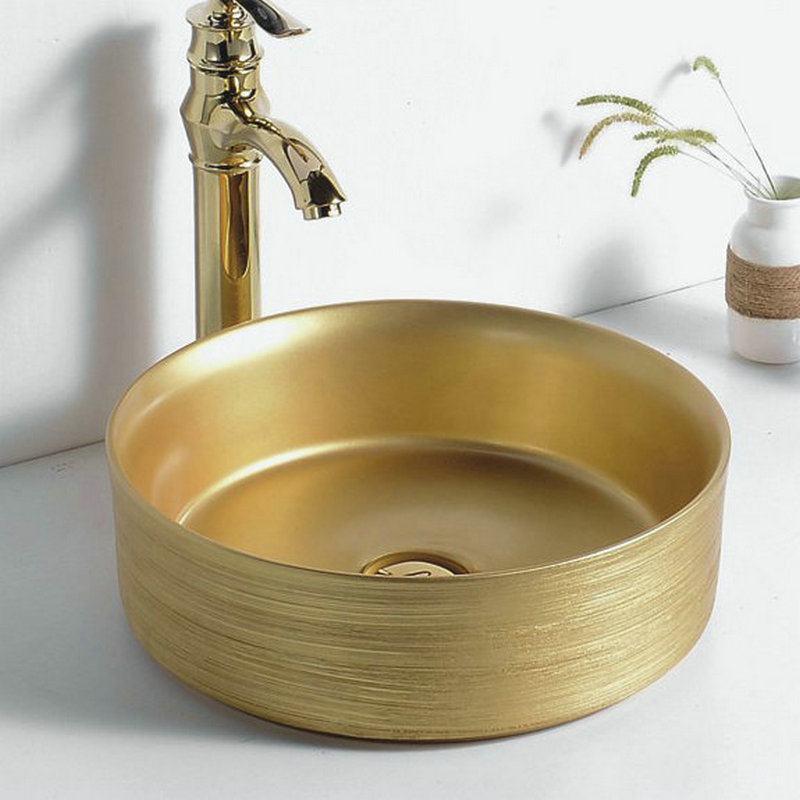 bathroom round circular luxury gold color wash basin