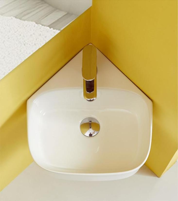 Modern Style Easy To Clean Small Size Mini Wall Hung triangular Corner Bathroom Ceramic Hand Wash Art Basin Sink