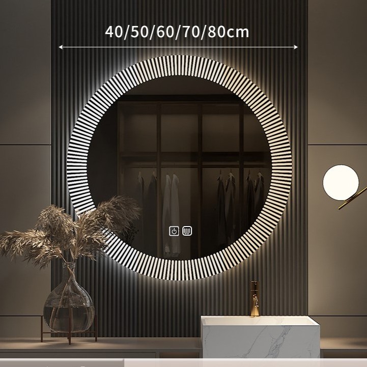 Hot Sell Round Shape Villa Hotel Projext Luxury Washroom Bathroom LED Mirror Hotel Bath Smart Mirror