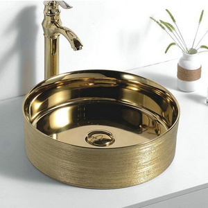 bathroom round circular luxury gold color wash basin