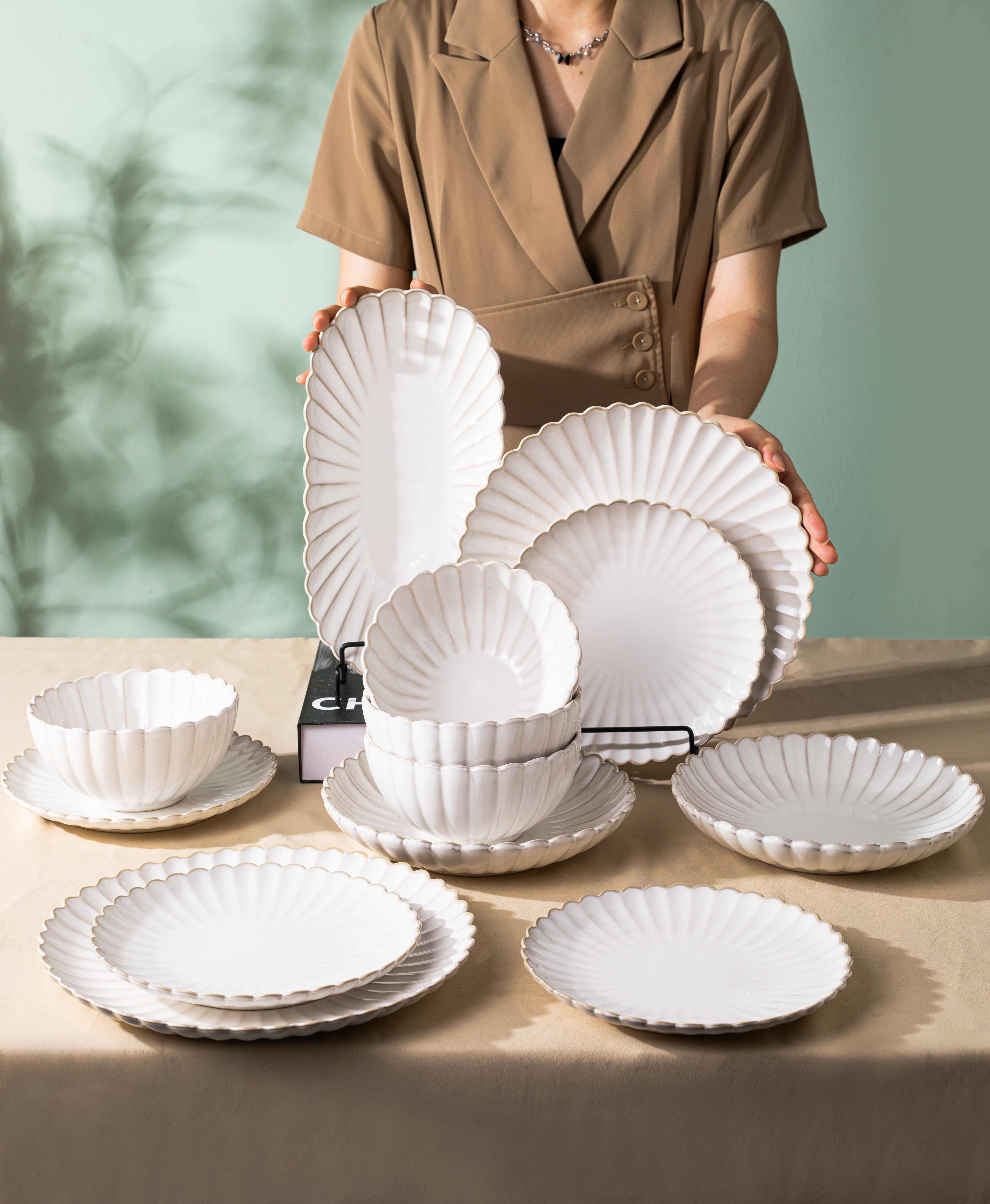 Tableware Fish Plate Creative Plate Set Dinner Plate Ceramic Bowl Manufacturers Wholesale Japanese-style Household Kiln Ceramic