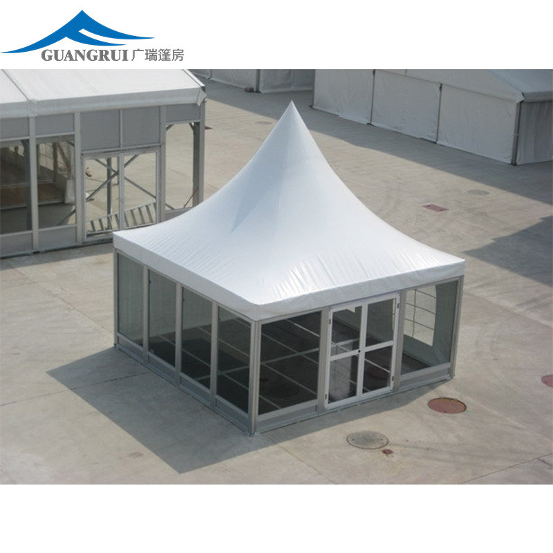 Custom Printed Logo 5x5 Aluminum Alloy Pagoda Tent for Weddings Parties Waterproof PVC Cover Fabric Side Wall Trade Show Tents