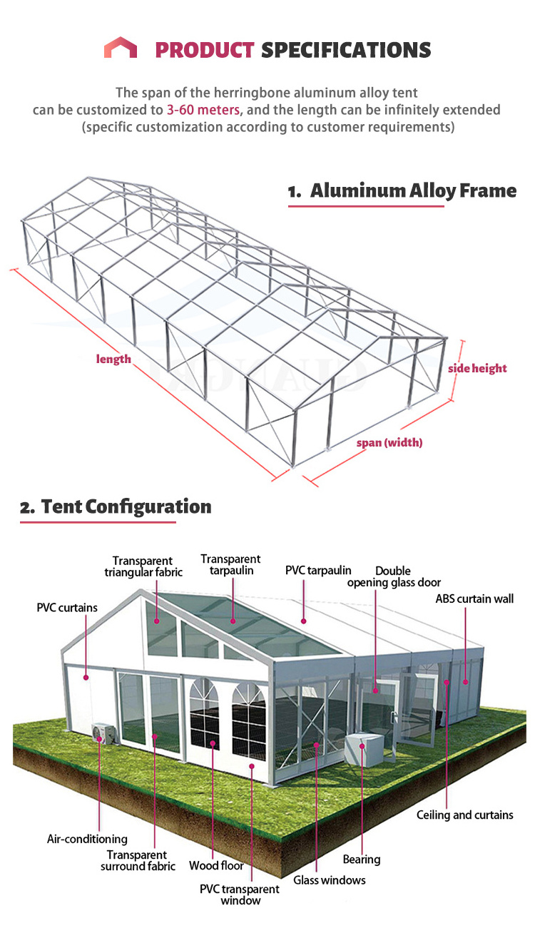 GUANGRUI 18*30 30*50 big white large outdoor wedding church marquee tent for  300 500people events party