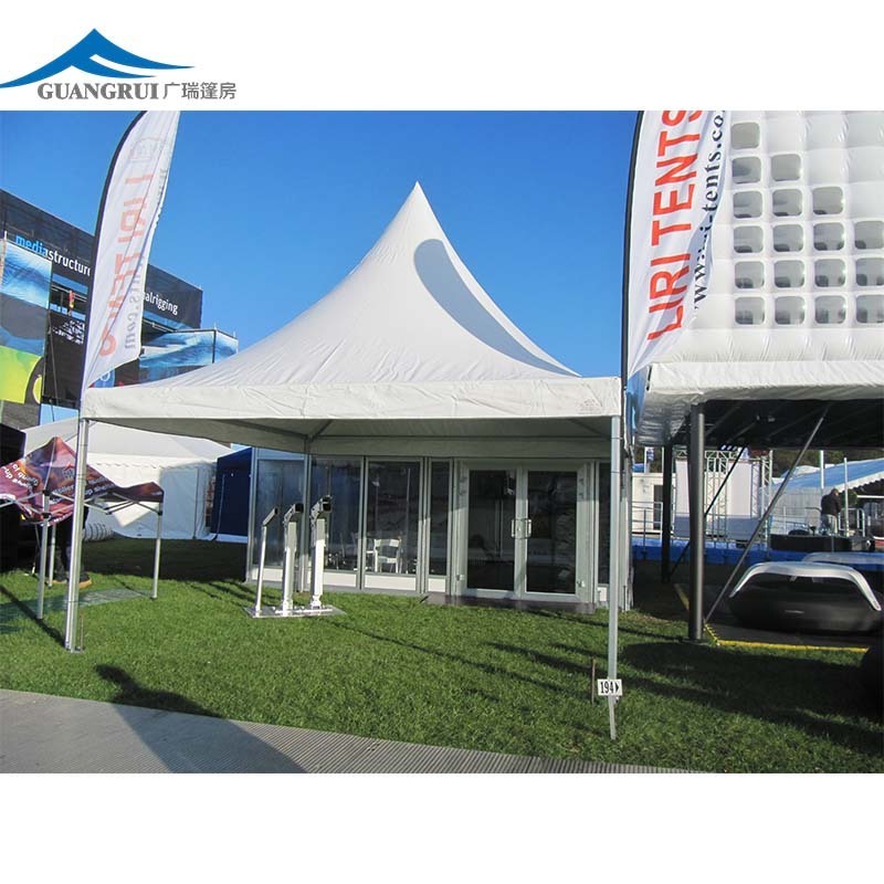 Custom Printed Logo 5x5 Aluminum Alloy Pagoda Tent for Weddings Parties Waterproof PVC Cover Fabric Side Wall Trade Show Tents