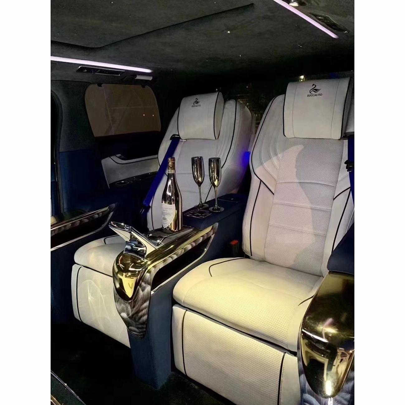 White swan style Alphard complete interior upgrade Mona Lisa seats full partitions for Alphard mpv van