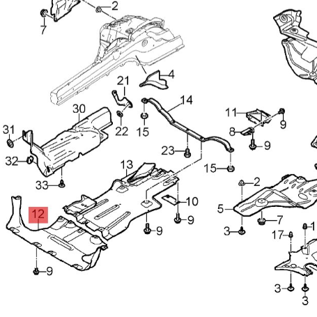 95850428500 Under Engine Splash Shield Cover for Porsche 2011-2017Cayenne