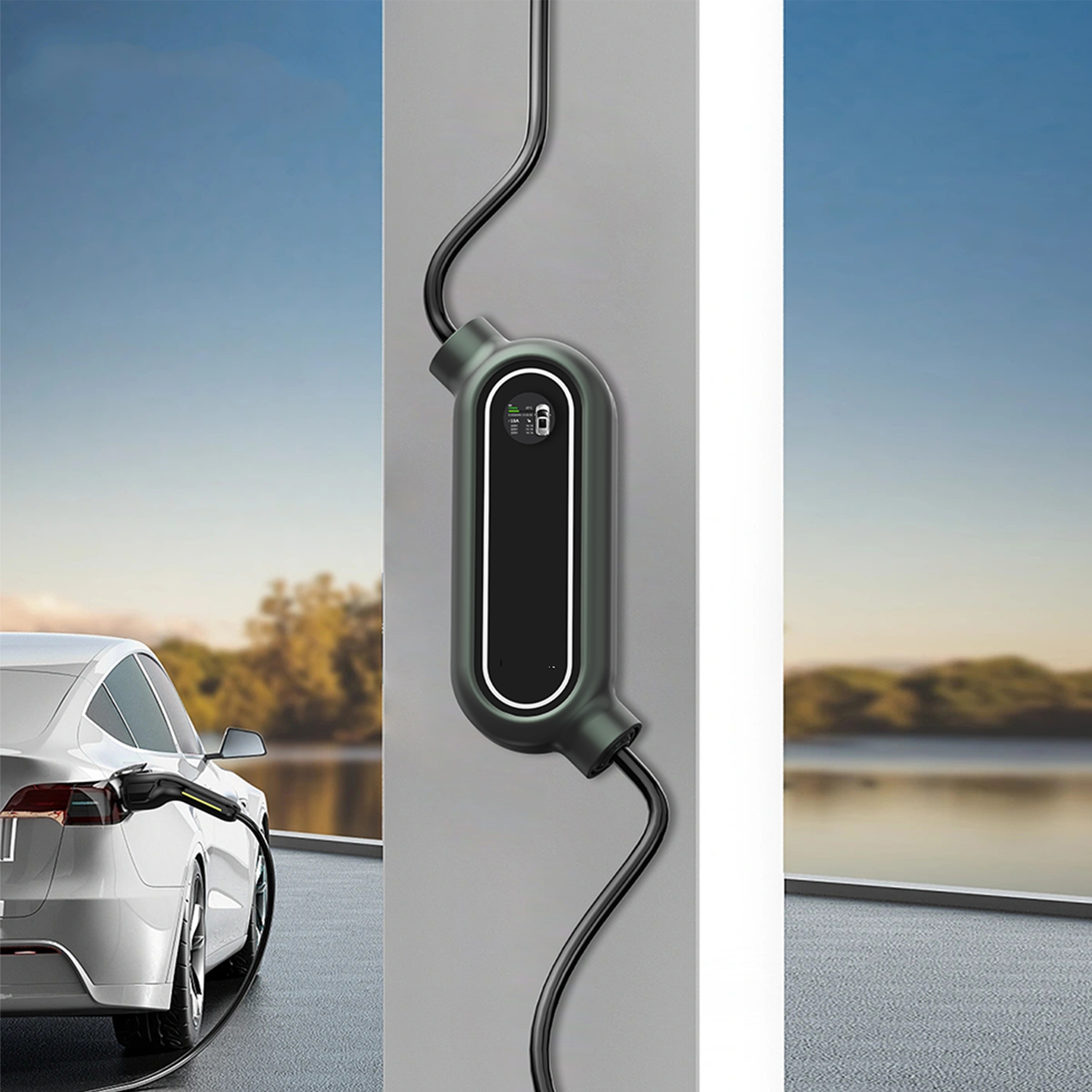 Wall Mounted Portable EV AC Home Wallbox Car Charger Level 2 Fast Charging Station Type 2 11kw 22kw 16A 32A Fast 450V AC