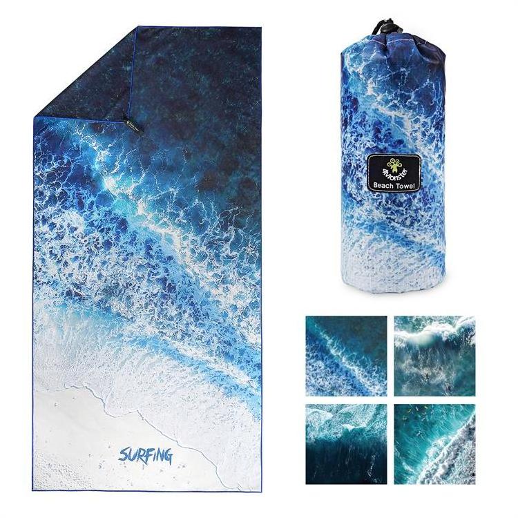 Manufactory Custom double side print quick drying Microfiber summer Sand Free Beach Towel