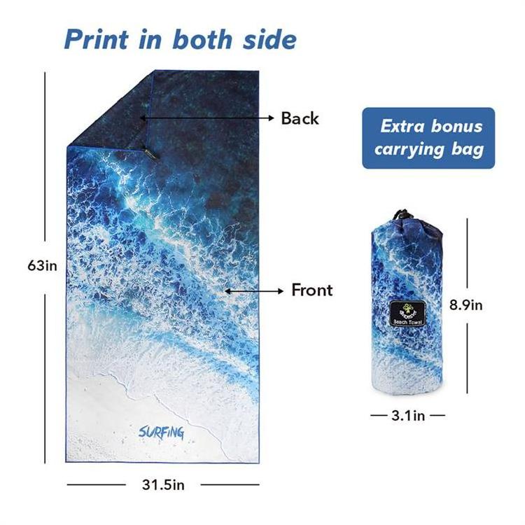 Manufactory Custom double side print quick drying Microfiber summer Sand Free Beach Towel