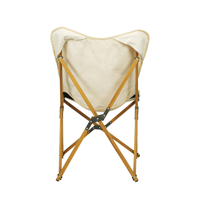 Outdoor High Back Wood Grain Canvas Folding Butterfly Chair Portable Camping Travel Moon Chair