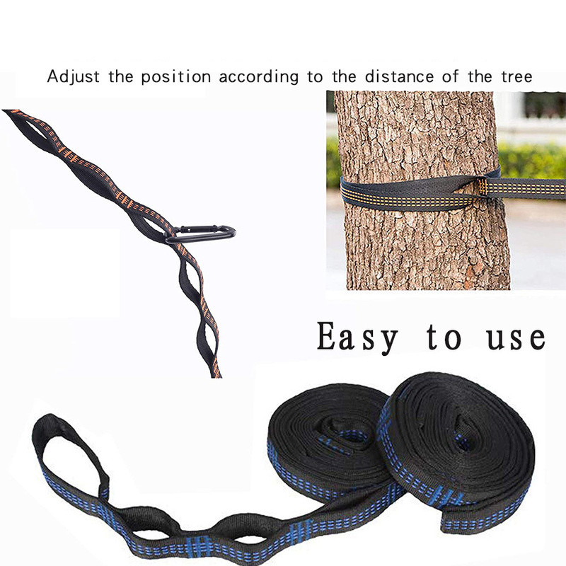 Custom Logo High-strength Load-bearing Polyester 3m Outdoor Hammock Tree Straps with Carabiner