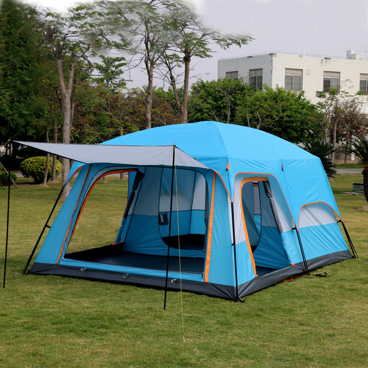 Super-Large Two Rooms One Hall Tent Outdoor Camping 6 -12 people Waterproof Tent