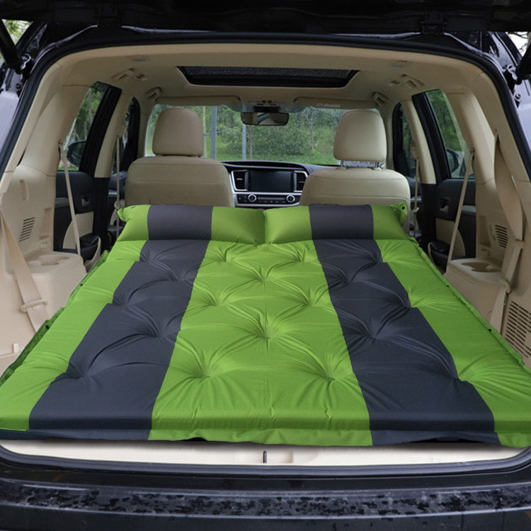 Outdoor travel camping car inflatable mattress suede fabric air mat cushion automatic inflatable car air bed for SUV back seat