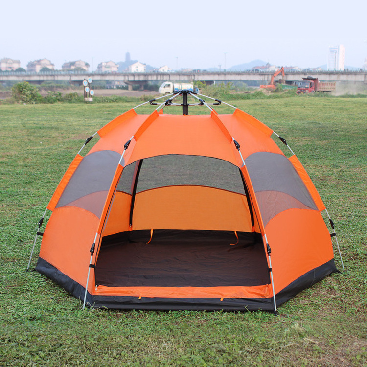 New hexagonal automatic tent 4-5 people double camping tent windproof rainproof tent