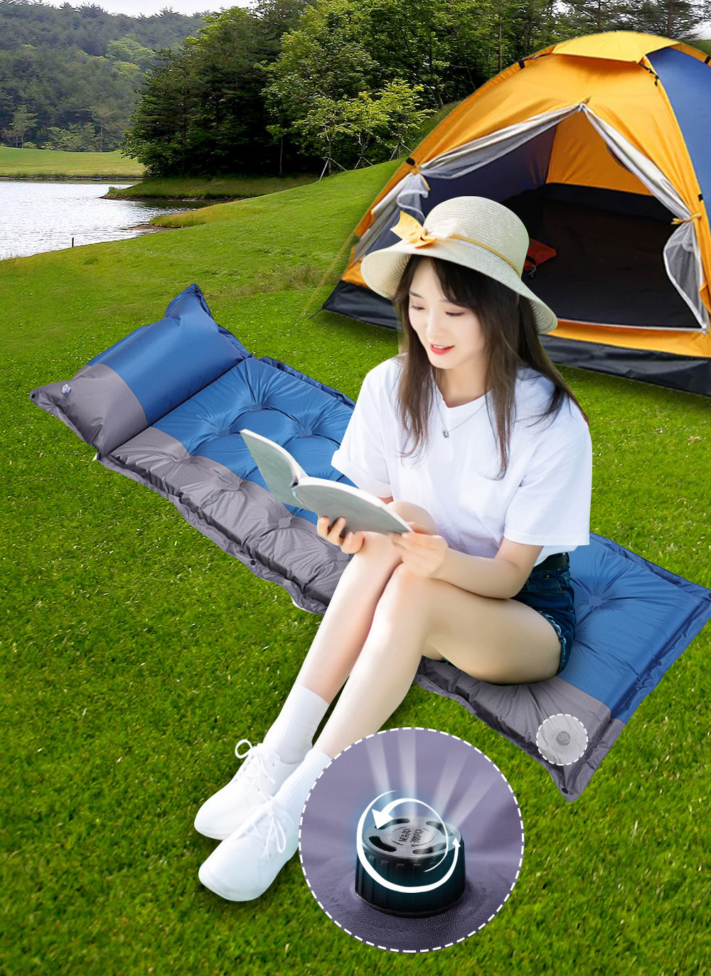 Self Inflating Sleeping Mat 5mm Thick Insulated Foam Lightweight Inflatable Camping Mattress Pad