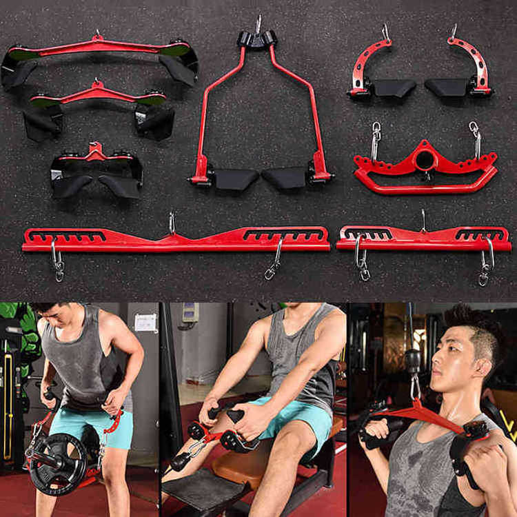 Home Gym Fitness Grip Handle Cable Attachment Pull Up Bar Rowing Handle Gym Hand Grip Pulldown Mag Handle Grip