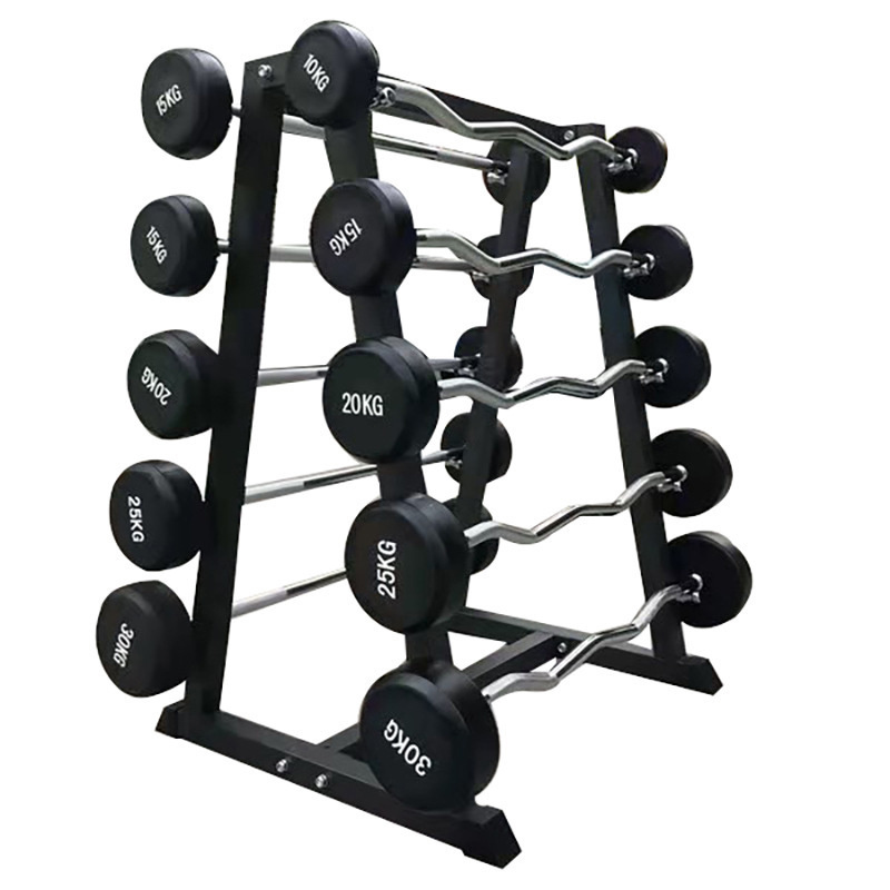 Manufacture Wholesale Fitness Equipment Different Weight Fixed 10kg/15/20/25/30/35/40/45kg Straight EZ Curl Rubber Barbell