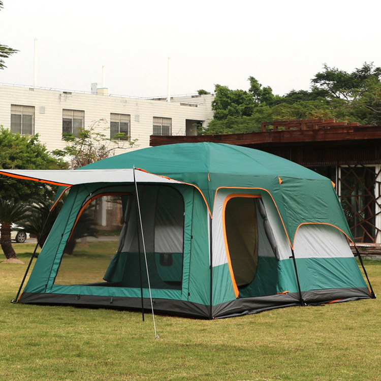 Super-Large Two Rooms One Hall Tent Outdoor Camping 6 -12 people Waterproof Tent