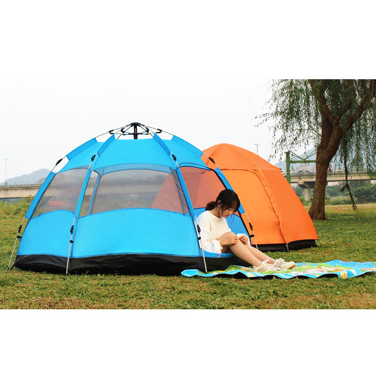 New hexagonal automatic tent 4-5 people double camping tent windproof rainproof tent