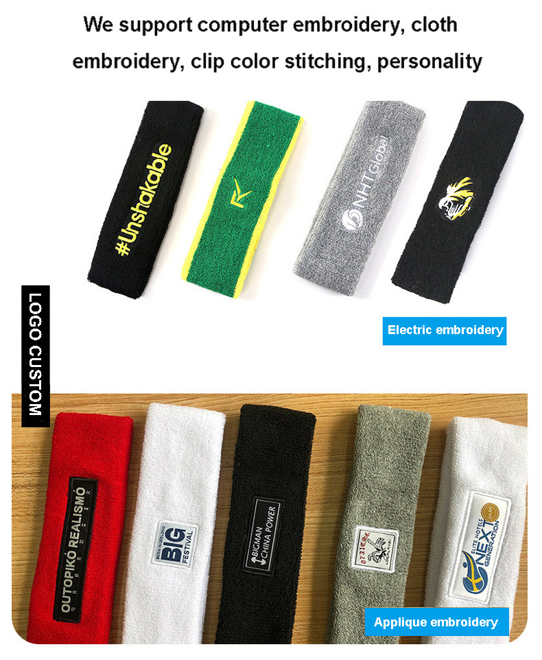 Cotton Wrist Brace Hand Guard For Man Woman Sport Tennis Woven Knitted Fabric Sweatband Headband With Custom Embroidered Logo