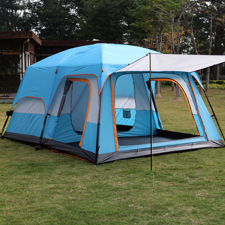 Super-Large Two Rooms One Hall Tent Outdoor Camping 6 -12 people Waterproof Tent