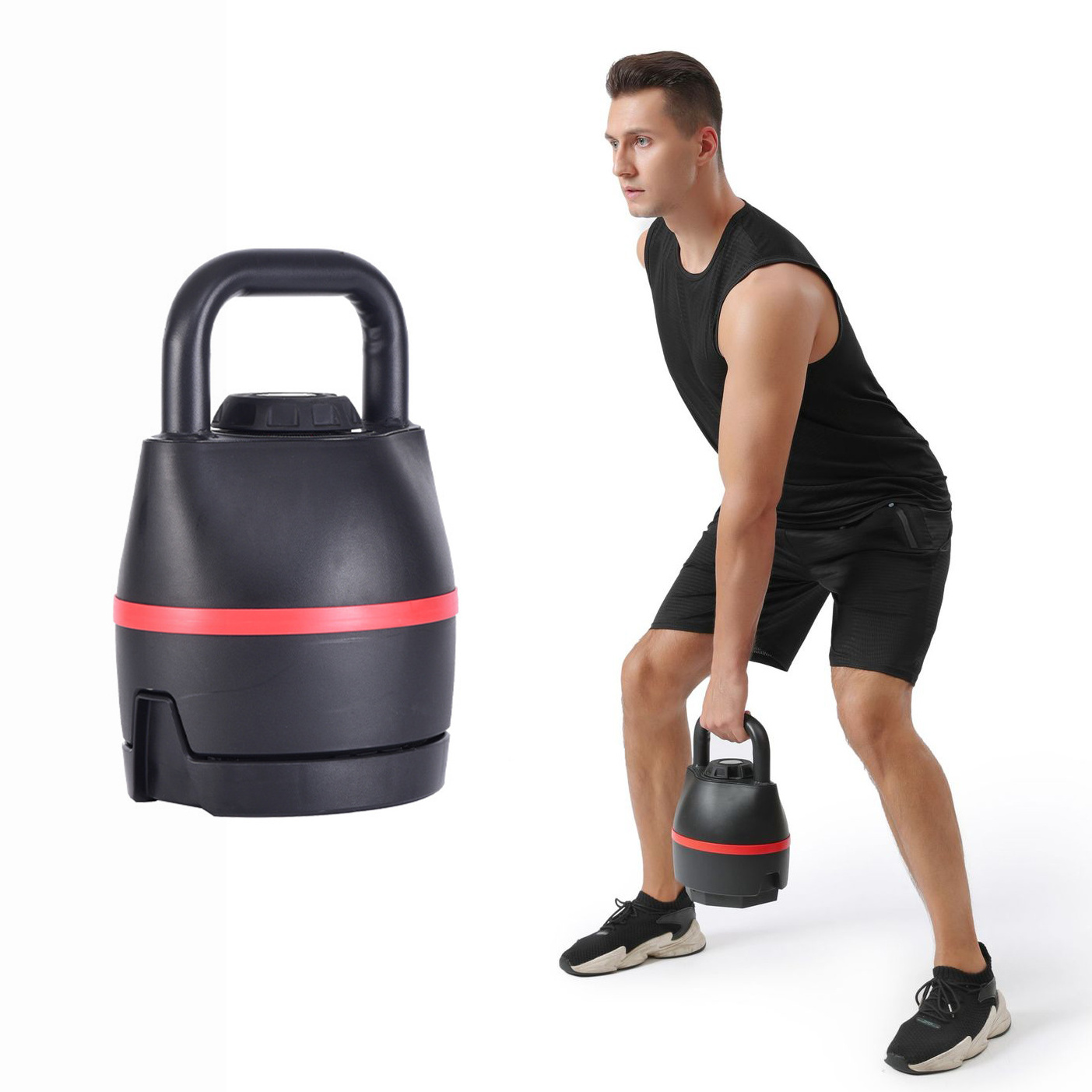 2024 New Gym Fitness Adjustable Kettlebell 6 Weight Levels 40 lbs 18 kgs Quickly Free Weights Kettle Bell