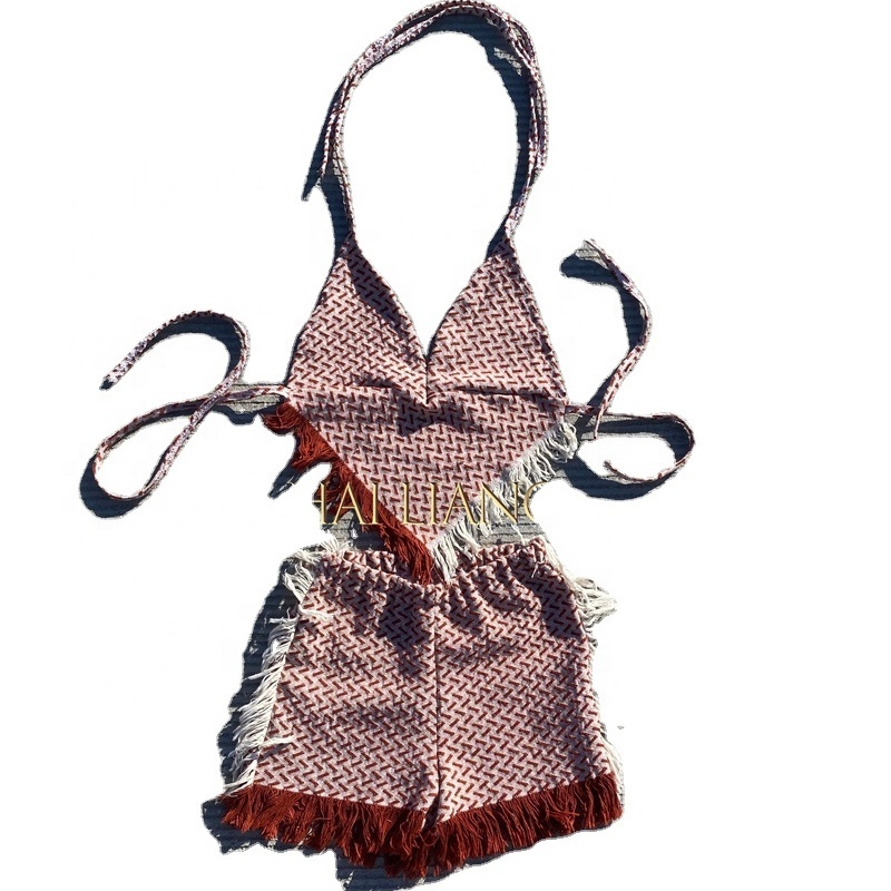 Bikini tapestry 2022 set sexy halter neck top mini thong bikini Dress skirt set 2 piece of shorts suits custom sweatsuit