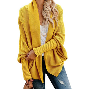 Dropshipping High Quality Ladies Women Kimono Batwing Long Sleeve Pull size Sweater Knitted Loose Wrap Cardigan Sweater