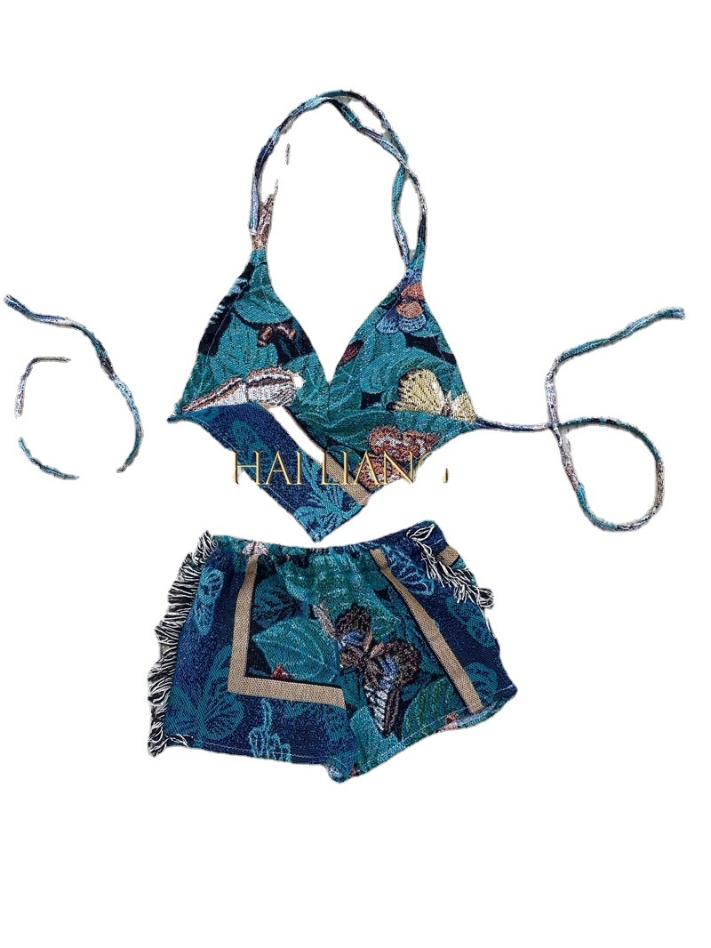 Bikini tapestry swimsuit mini thong bikini Dress skirt set 2 piece of shorts suits crochet bikini swimwear cargo pants suits