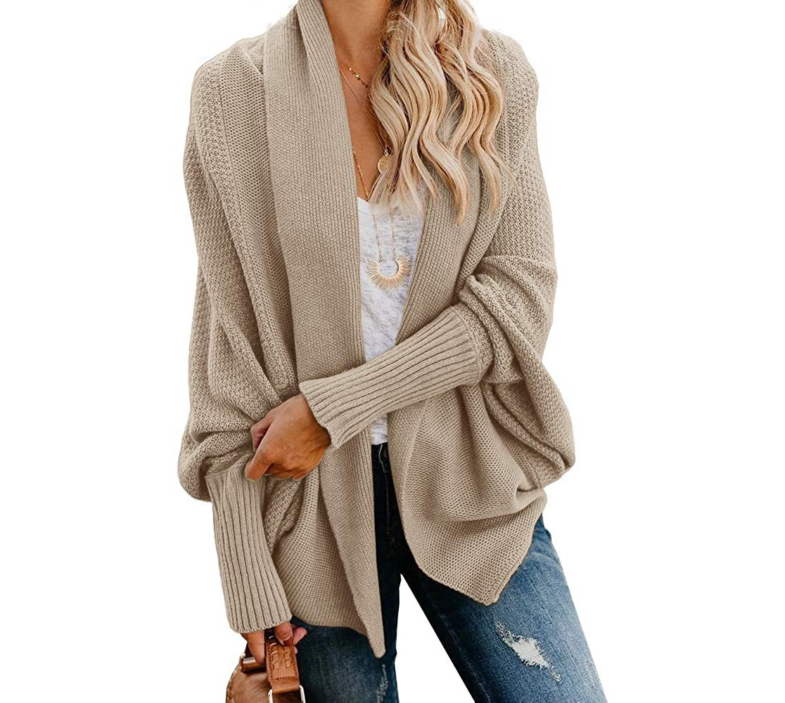 Dropshipping High Quality Ladies Women Kimono Batwing Long Sleeve Pull size Sweater Knitted Loose Wrap Cardigan Sweater