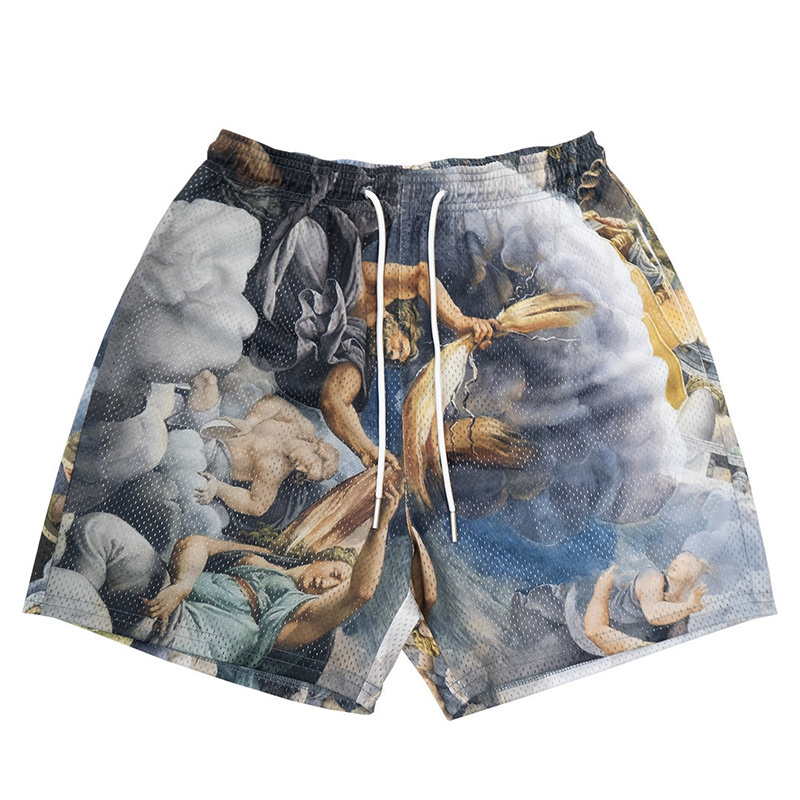 Custom Men's Mesh Shorts Manufacturer Sublimation Dtg Printing Polyester 5 Inch Inseam Men's Gym Mesh Shorts