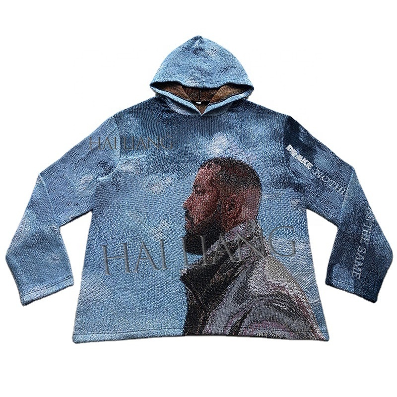 Custom Tapestry Hoodie Streetwear Clothing Portrait Hip Hop Rap Hoody Premium Satin Lined Oversized Blanket Hoodies Men