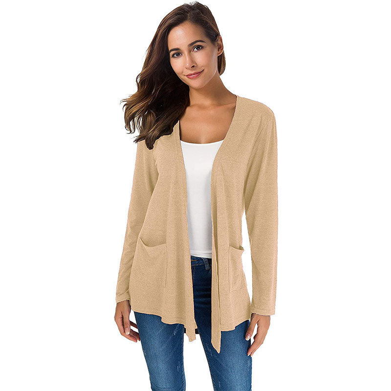 Women's Knit Cardigan for Women Casual Open Front Breathable V neck Cardigan with Pockets