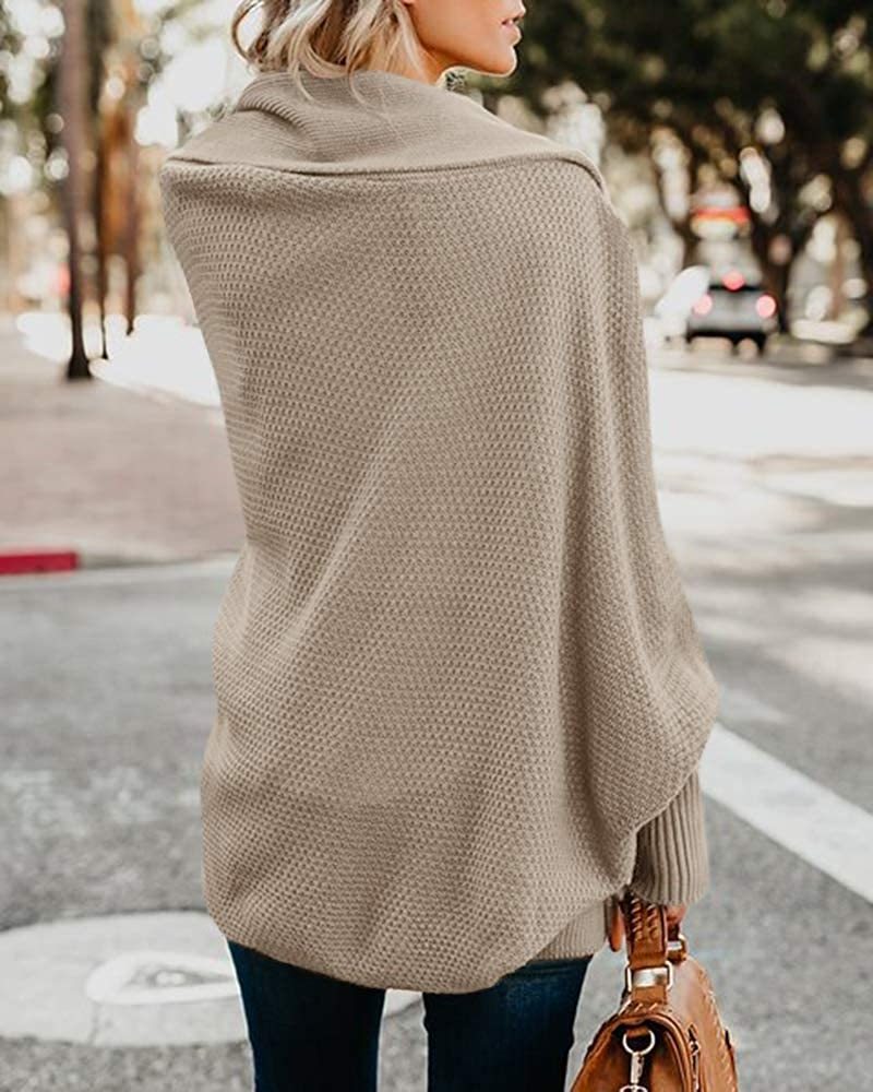 Dropshipping High Quality Ladies Women Kimono Batwing Long Sleeve Pull size Sweater Knitted Loose Wrap Cardigan Sweater