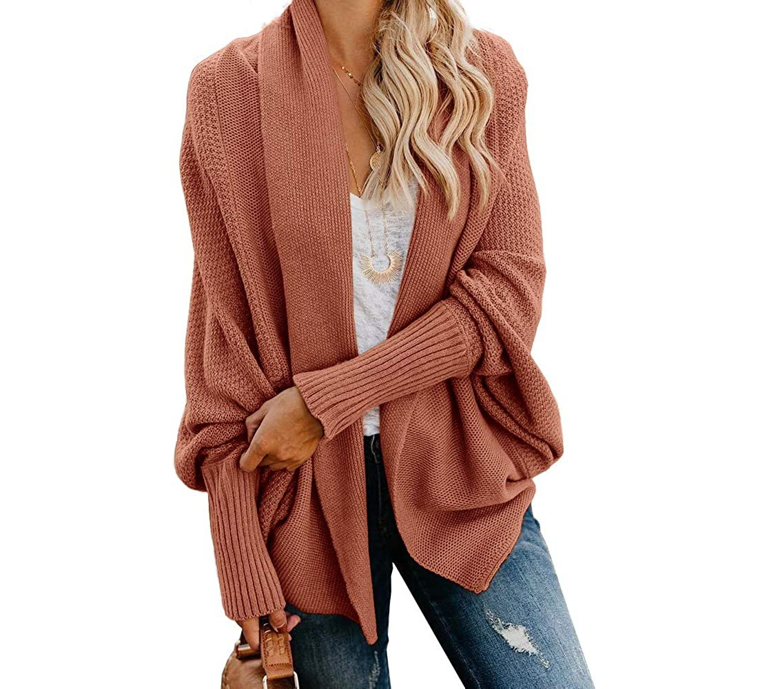 Dropshipping High Quality Ladies Women Kimono Batwing Long Sleeve Pull size Sweater Knitted Loose Wrap Cardigan Sweater