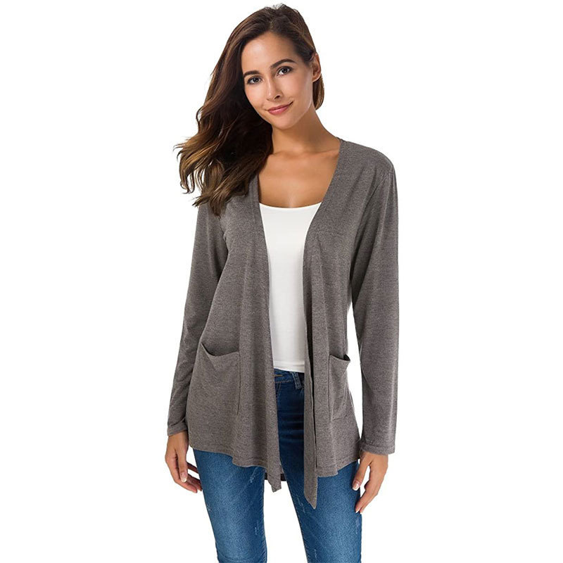 Women's Knit Cardigan for Women Casual Open Front Breathable V neck Cardigan with Pockets