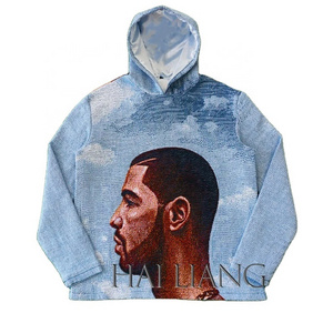 Custom Tapestry Hoodie Streetwear Clothing Portrait Hip Hop Rap Hoody Premium Satin Lined Oversized Blanket Hoodies Men