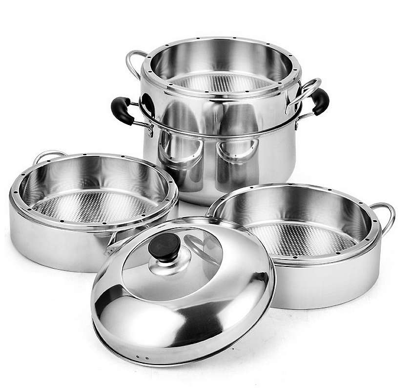 Stainless Steel 3 Layer Food Steam Pot 32CM Steamer for Wholesale