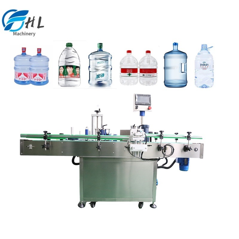 Automatic big plastic bottles container cans barrel  sticker gallon plastic pail big bucket labeling machine