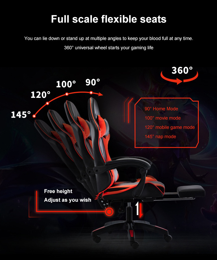 comfortable navy blue leather ergonomic PC com ter game chair massage silla gamer gaming chair with speaker