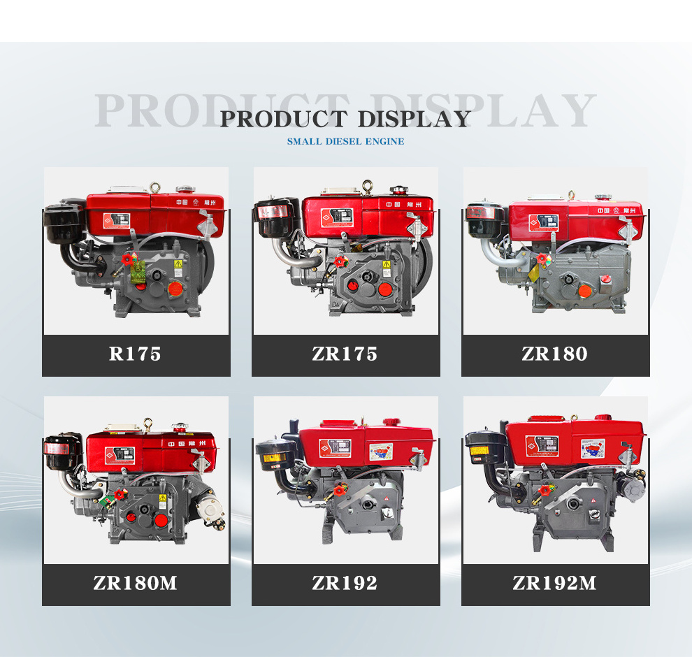 5HP hand cranked single cylinder water-cooled diesel engine, four stroke agricultural engine, ship engine