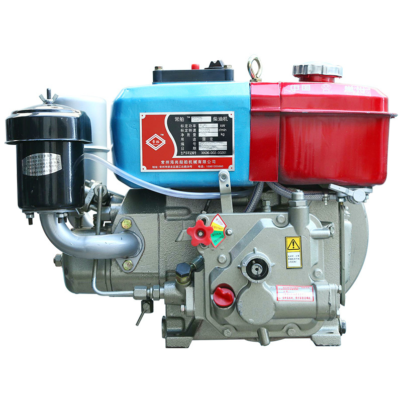 5HP hand cranked single cylinder water-cooled diesel engine, four stroke agricultural engine, ship engine