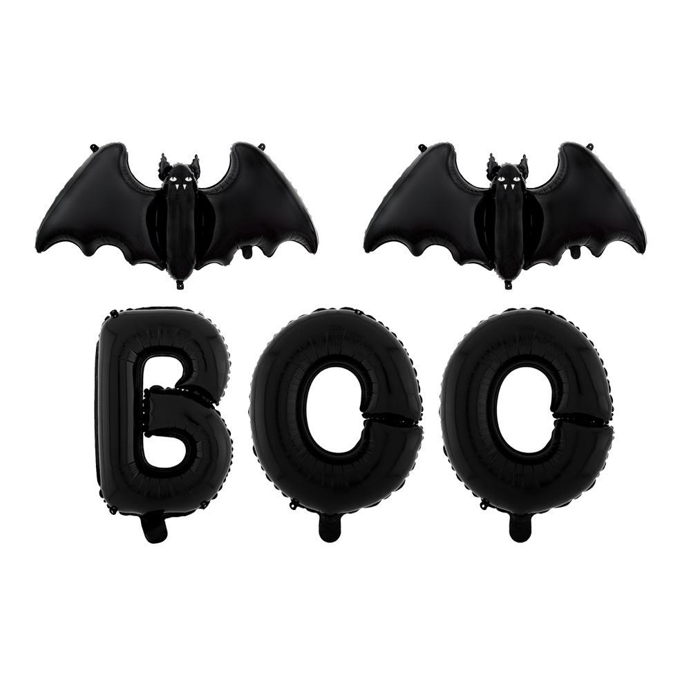 Halloween Backdrop Happy Boo Day Letter Banner Decorative Foil Balloons Set Manufacturers Wholesale Ghost Bat Shaped Balloons