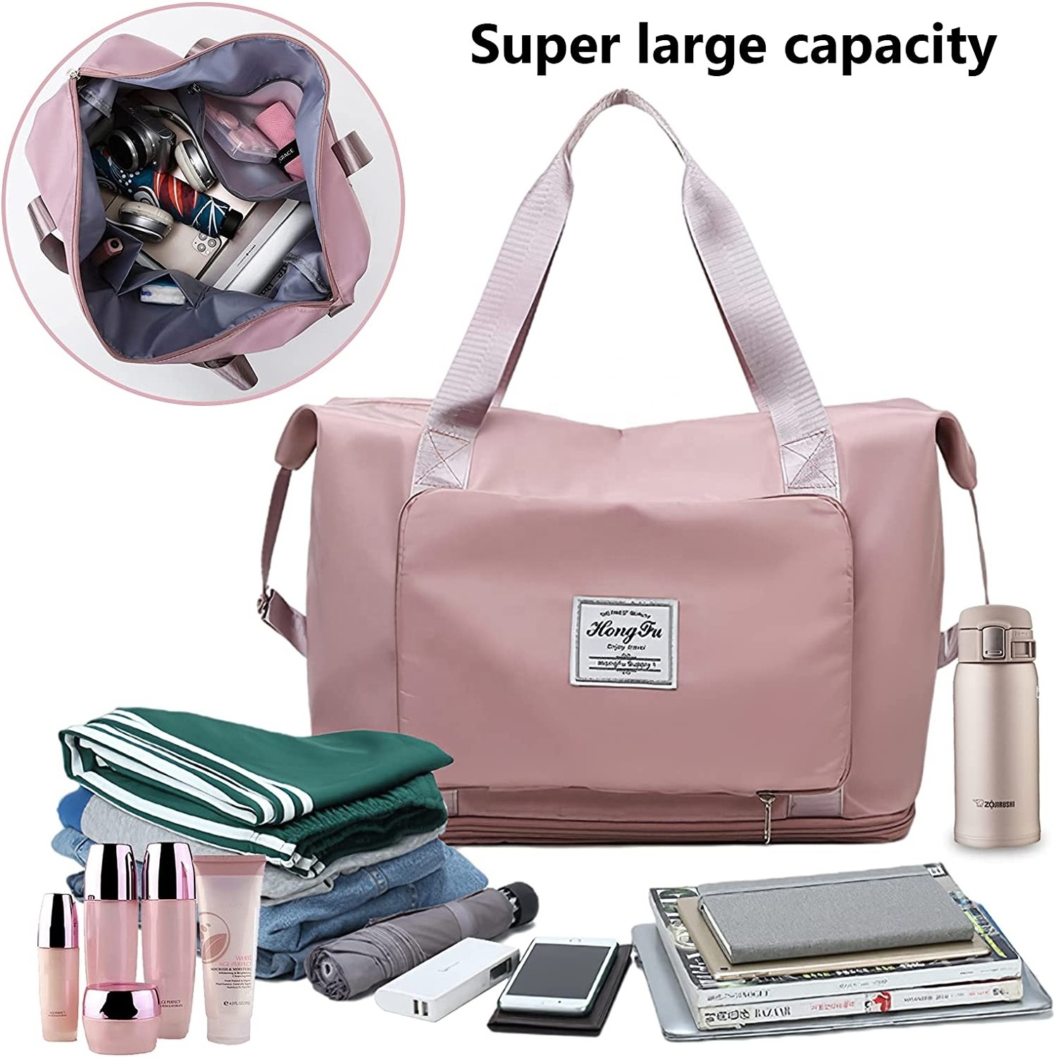 Fast OEM ODM Foldable Expandable Dry Wet Waterproof Duffel Luggage Duffle Yoga Sports Weekend Shoulder Gym Travel Tote Bag Women