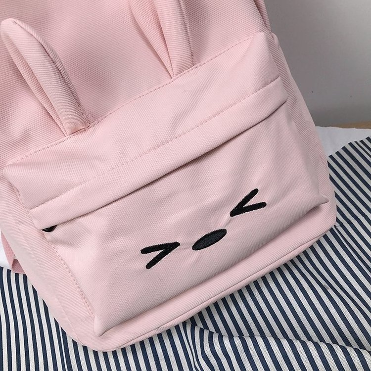 Solid Color Bunny Rabbit Ears Cute Animal Large Capacity Vitality Unisex Fashion Kids Teens Girl Children School Bag Backpack